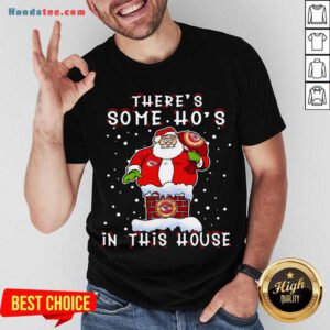 Kansas City Chiefs Christmas There Is Some Hos In This House Santa Stuck In The Chimney NFL Youth Shirt- Design By Handstee.com