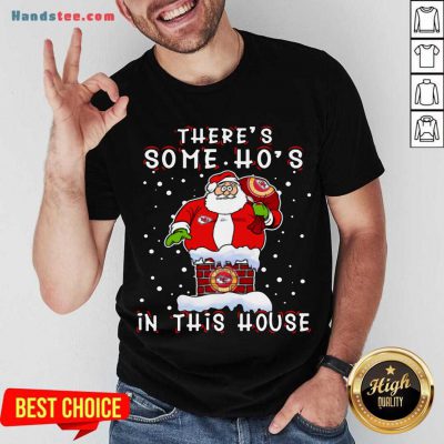 Kansas City Chiefs Christmas There Is Some Hos In This House Santa Stuck In The Chimney NFL Youth Shirt- Design By Handstee.com