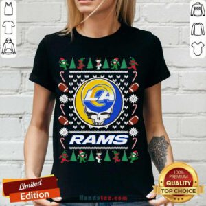 Los Angeles Rams Grateful Dead Ugly Christmas V-neck- Design By Handstee.com