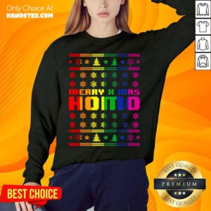 Merry X Mas Homo Rainbow Color Bisexual Homosexual Pride Sweatshirt- Design By Handstee.com
