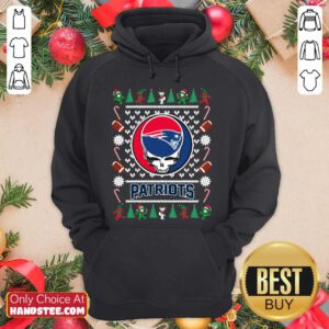 New England Patriots Grateful Dead Ugly Christmas Hoodie- Design By Handstee.com