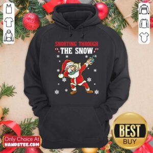 Snorthing Through The Snow Dabbing Santa Claus Face Mask Toilet Paper Hand Sanitizer Hoodie- Design by handstee.com