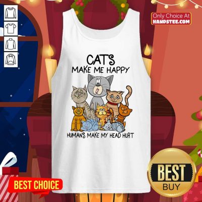 Top Cats Make Me Happy Humans Make My Head Hurt Tank Top - Design by handstee.com
