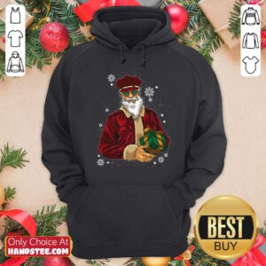 Cool Santa Police Officer Giving Gift On Ugly Christmas Hoodie- Design By Handstee.com