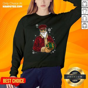 Cool Santa Police Officer Giving Gift On Ugly Christmas Sweatshirt- Design By Handstee.com