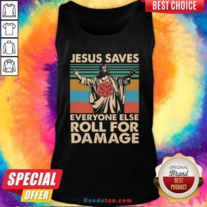 Top Jesus Saves Everyone Else Roll For Damage Vintage Retro Tank Top - Design by handstee.com