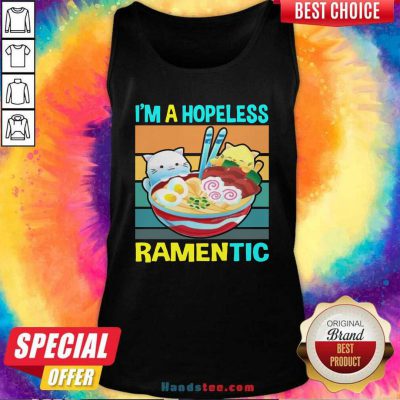 Top Kawaii Ramen Cat Noodles I’m A Hopeless Ramentic Vintage Tank Top - Design by handstee.com