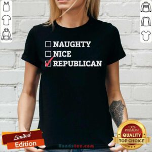 Top Naughty Nice Republican V-neck - Design by handstee.com