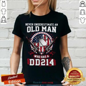 Never Underestimate Old Man Who Has A DD214 V-neck- Design By Handstee.com