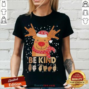 Reindeer Santa Be Kind Christmas V-neck- Design By Handstee.com