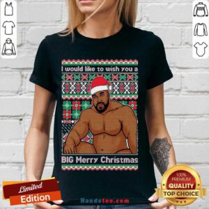 Santa Barry Wood I Would Like To Wish You A Big Merry Christmas Ugly V-neck- Design By Handstee.com