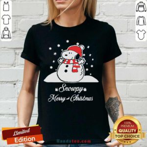 Top Snowpy Merry Christmas Sweater Christmas Snoopy Peanuts V-neck- Design by handstee.com