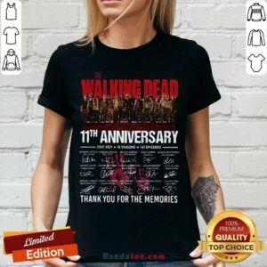 Walking Dead 11th Anniversary 2010 2021 10 Seasons 147 Episodes Thank You For The Memories Signatures V-neck - Design by handstee.com