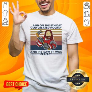 And On The 8Th Day God Created Hockey And He Saw It Was Perfect Vintage Retro Shirt - Design by handstee.com