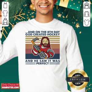 And On The 8Th Day God Created Hockey And He Saw It Was Perfect Vintage Retro Sweatshirt - Design by handstee.com