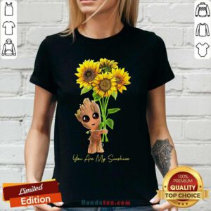 Baby Groot Hold Sunflowers You Are My Sunshine V-neck - Design by handstee.com