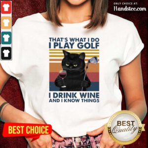 Cheated Black Cat I Play Golf I Drink Wine And I Know Things 7 Vintage Retro Ladies Tee - Design by Handstee.com