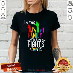 Cool No One Fights Alone LGBT 22 V-neck - Design by Handstee.com