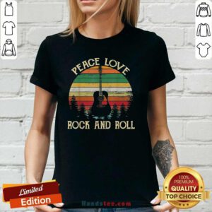 Good Peace Love Rock And Roll 3 V-neck - Design by Handstee.com