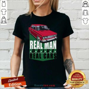 Happy 2 Real Man Drive Real Cars Red Ladies Tee