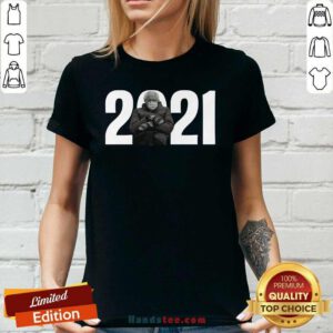 Happy 2021 Bernie Sanders Mittens Meme Ladies Tee