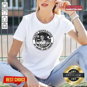 Happy Easily Distracted By Music 66 Liquor V-neck - Design by Handstee.com