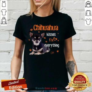 Hot Chihuahua Kisses Fix Everything 11 V-neck - Design by Handstee.com