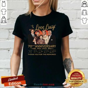 Hot I Love Lucky 70th Anniversary V-neck - Design by Handstee.com
