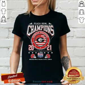 Hot Peach Champions Georgia Bulldogs 23 V-neck - Design by Handstee.com