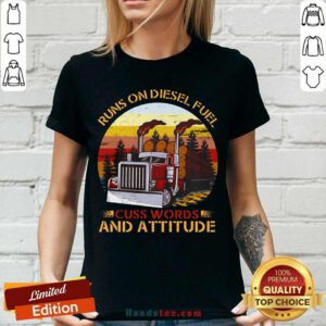 Hot Trucker Run On Diesel Fuel 37 V-neck - Design by Handstee.com