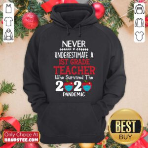 Never Underestimate A 1st Grade Teacher Who Survived 2020 Pandemic Hoodie - Design by handstee.com