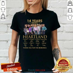 Nice 14 Years 2007 2021 Heartland V-neck - Design by Handstee.com