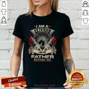 Nice I Am A Veteran Like My Father 95 V-neck - Design by Handstee.com