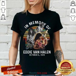 Nice In Memory Of Eddie Van Halen October 6 2020 Vintage V-neck - Design by handstee.com