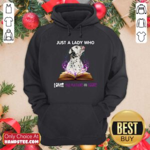Nice Just A Lady Who Loves Dalmatian And Book Hoodie - Design by handstee.com