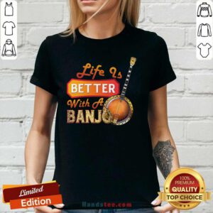 Nice Life Is Better With A Banjo 32 V-neck - Design by Handstee.com