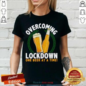 Nice Overcoming Lockdown 1 Beer V-neck - Design by Handstee.com