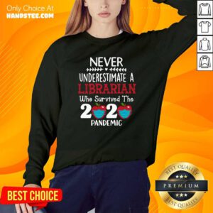 Official Never Underestimate Librarian Survived 2020 Pandemic Sweatshirt - Design by handstee.com