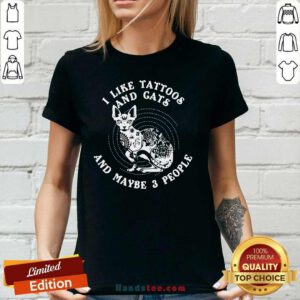 Original I Like Tattoos And Cats Maybe 3 People V-neck - Design by Handstee.com