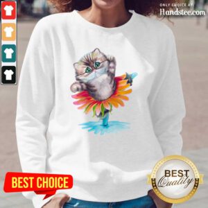 Sad Kitten Ballerina Daisy Flower Dance Persian 17 Cat Long-Sleeved - Design by Handstee.com