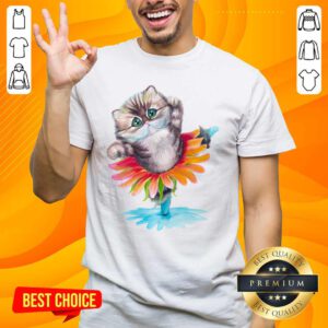 Sad Kitten Ballerina Daisy Flower Dance Persian 17 Cat Shirt - Design by Handstee.com