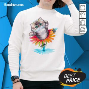 Sad Kitten Ballerina Daisy Flower Dance Persian 17 Cat Sweater - Design by Handstee.com