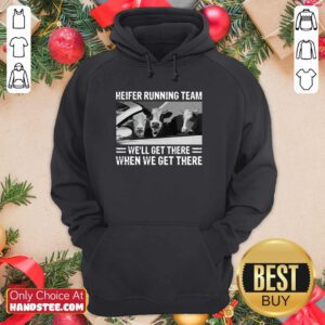 Surprised Heifer 1 Running Team Hoodie - Design by Handstee.com
