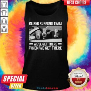 Surprised Heifer 1 Running Team Tank Top - Design by Handstee.com