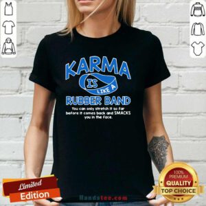 Surprised Karma 36 Rubber Band V-neck - Design by Handstee.com