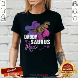 Top Daddysaurus Cool Dinosaur T Rex 34 V-neck - Design by Handstee.com