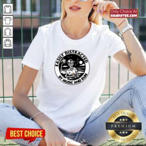 Top Easily Distracted By 0 Music Rum V-neck - Design by Handstee.com