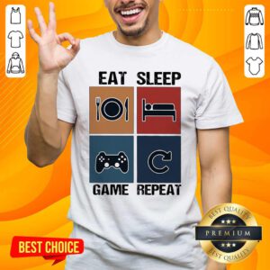 Top Eat Sleep Game Repeat Vintage Shirt - Design by handstee.com