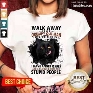 Amused Walk Away I Am Black Cat Grumpy Ladies Tee