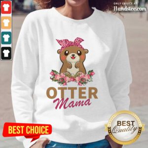 Confident Otter Mama With Floral Long-Sleeved